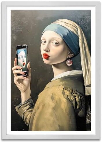 ARTFAVES® Poster - Perlenohrring Mädchen modern | Wanddeko Wandbild Kunst Modern Witzig | ohne Rahmen | 30 x 40 cm