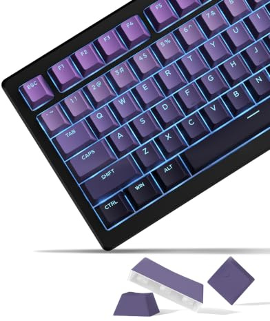 x XVX Shine Through PBT Keycaps, Custom Keycaps 60 75 100 Percent Cherry Profile, Doubleshot Key caps Set for 61/64/68/84/87/100/104/108 Gaming Mechanical Keyboard, Gradient Purple