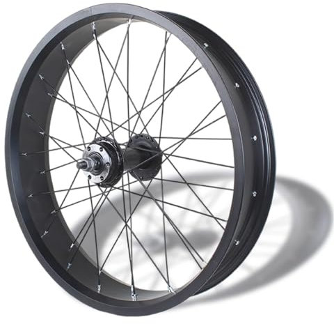 DDGFHGHK 20x4.0 Hinterrad Für Fatbikes 24/26 Zoll Snow Bike/Beach Bike Hinterrad 36x14G Speichen Scheibenbremse Schnellspanner 195mm 36H Hinterradnabe Hintere Felge Für 7-10 Gang Rotary(Black,20in)