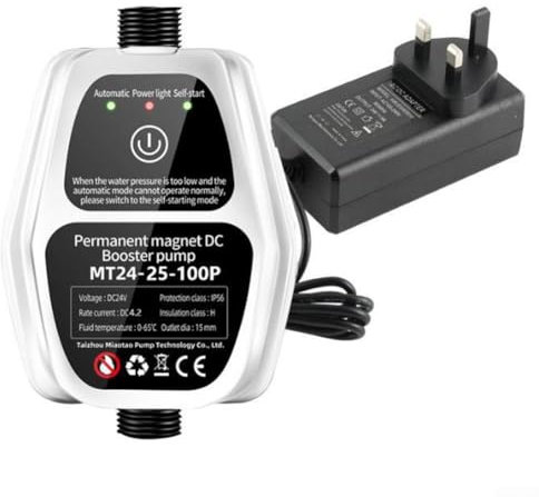 Shower Booster Pump, Water Pressure Booster Pumps,100W24V Full Automatic Intelligent Sensing Quiet Pressure Boost Pump 25L/min Shower Pump for Home Water Heater Bathroom