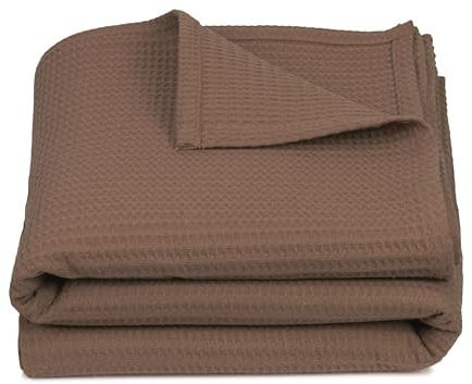 ZOLLNER Kuscheldecke aus Waffelpique 100% Baumwolle, 150x200 cm, braun