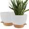 Kalizoi 30 cm Plant Pots with Drainage Holes Saucers, Modern Selfwatering Plant Pots for Indoor Outdoor Plants for Office Home Garden(Set of 2, White)