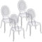 Baroni Home Set aus 4 transparenten Polycarbonat-Stühlen, Elegantes stapelbares und wasserdichtes Design für Wohnzimmer, Esszimmer, Schlafzimmer, 48X46X98, Vienna