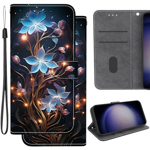 Ammeer Coque pour Huawei P20 Lite, PU Cuir Magnétique Flip Housse Étui Rabat Téléphone Cover Case Portefeuille Support avec Porte-Cartes Pochettes - Fleur
