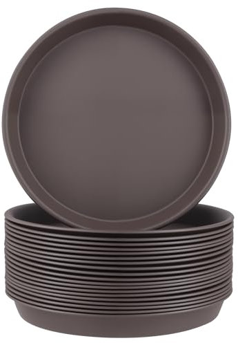 MUKCHAP 20 PCS 30cm Plant Pot Saucers, 12 Inch Round Plastic Plant Trays, Brown Plant Drip Tray for Indoor, Outdoor Garden