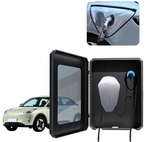 YOPIJA EV Charger Station Protection Box Combination Lock, Wall-Mount Charging Station Box with Charger Port Rain Cover, Electric Vehicle Charging Case