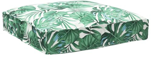 vidaXL Kissen Blatt Blattmuster 80 x 80 x 12 cm Oxford-Stoff, Wohnzimmer, Moderner quadratischer Kissen, Wasserabweisender Stoff, Stilvolles Gartenakzent, Eleganter Komfort drinnen draußen