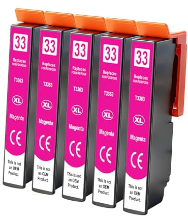 Yowell 5X 33XL Druckerpatronen Kompatibel für Epson 33XL Magenta für Epson Expression Premium XP-530 XP-540 XP-7100 XP-900 XP-630 XP-635