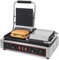 Grill Panini Professionnel Double 3,6 kW – Plaques Fonte Rainurées – Réglage 0 à 300°C – Bac Récupération – Structure Inox – Gril Électrique pour Sandwich, Viande, Légumes – 230V Monophasé