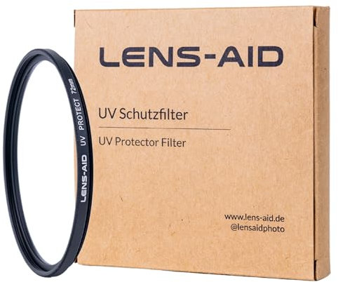 Lens-Aid UV Filter 72mm - Objektivfilter mit Schott Glas B270 – Ultraviolett Schutzfilter mit 18-Fach Nano-Beschichtung gegen Kratzer, Staub, Sand - Lotuseffekt (öl- & wasserabweisend)