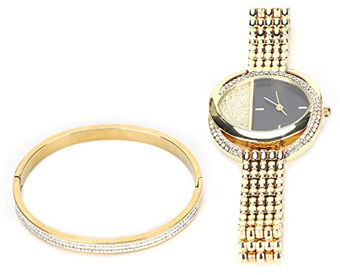 Xiuganpo Set di Orologi e Braccialetti, Orologi da Donna Luminosi e Belli per Donne per Compleanni/Natale/feste (GOLD)