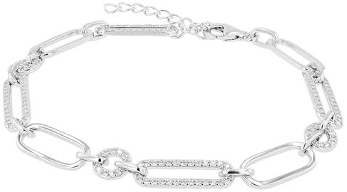 Akzent Armband Damen - Premium Armband Damen in Schwarz aus 925/- Silber, rhodiniert, 100% Wasserfest & Hautverträglich