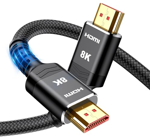 Snowkids 8K 4K HDMI 2.1 Cable 2M, 48Gbps Ultra High Speed HDMI Cable, Black | 8K@60Hz HDMI Lead, 4K@120Hz, eARC HDR10 4:4:4| 21:9, HDCP 2.2/2.3, 3D, VRR, Ethernet, for Latest game console/TV/HDTV/Blu-ray