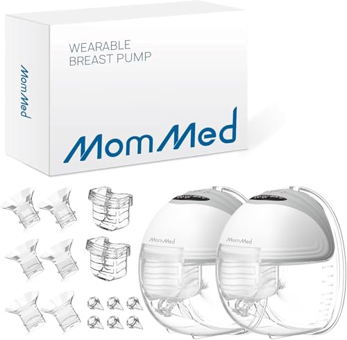 MOMMED Sacaleches Electricos, 24 mm Extractores de Leche Electrico con 3 modos y 12 potencias, Sacaleches Manos Libres de diseño a prueba de fugas, incluye 17/19/21 mm inserciones de brida