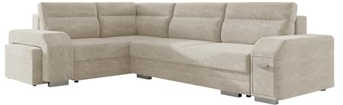 Mirjan24 Ecksofa Alvares, inkl. Polsterhocker und Barfach, Eckcouch mit Bettkasten und Schlaffunktion, Couchgarnitur, Couch, Schlafsofa, Polsterecke (Nazar 225.02, Seite: Links)