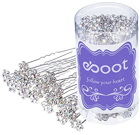 40 Stück Blumen Kristall Strass Haarnadeln mit einem Aufbewahrungsbeutel für Braut Hochzeit Haar Zubehör (Weiß)