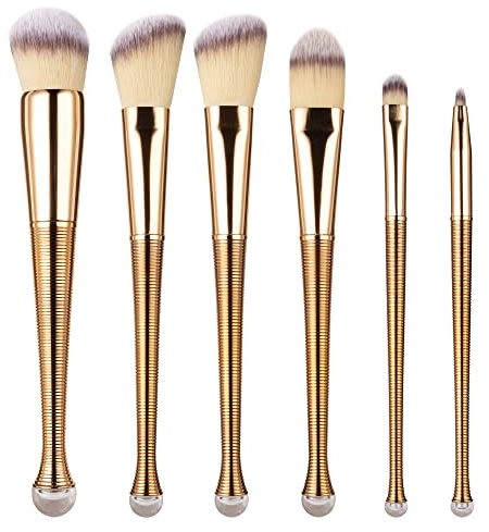 LaRoc 6pc Gold Make Up Brushes Set | MUA Super Soft Makeup Brushes for Powder & Liquid Foundation, Blush, Concealer, Eyeshadow, Contour & Blending | Complete Make-Up Brush Sets