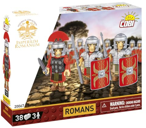 COBI Römische Legionäre Imperium ROMANUM, Maßstab 1:35, 38 Teile | Bedruckt (Pad Printed), 3 Legionärsfiguren, Zubehör für römische Krieger, IMPERIUM ROMANUM, Hergestellt in der EU, ab 5