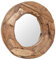 vidaXL Teak Dekorativer Spiegel Handgefertigt mit Aufhängehaken Holzspiegel Wandspiegel Flurspiegel Dekospiegel Hängespiegel 60cm Rund