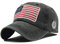 XibeiTrade Baseballmütze mit USA-Flagge, bestickt, Polo-Stil, Militär-Stil, gewaschene Baumwolle - Schwarz - MEDIUM