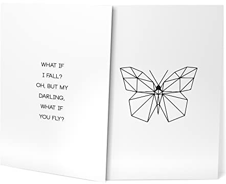 Papierschmiede® Spruch Poster 2er Set 50x70 cm (B2), Motiv: Polygon Schmetterling, Typografie Bilder Wohnzimmer Schlafzimmer ohne Rahmen