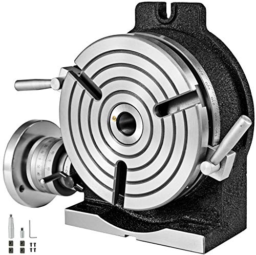 BestEquip Mesa de Trabajo Rotativa Horizontal y Vertical, 200mm Mesa Giratoria para Fresadoras con 3 Ranuras, 105 y 40 mm Fresadora de Mesa de Trabajo Rotativa para Perforar, Fresar o Cortar en Taller