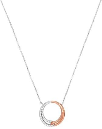 Amor Kette mit Anhänger 925 Sterling Silber Damen Halsschmuck, mit Zirkonia synth., 45 cm, Bicolor, Kommt in Schmuck Geschenk Box, 2026271