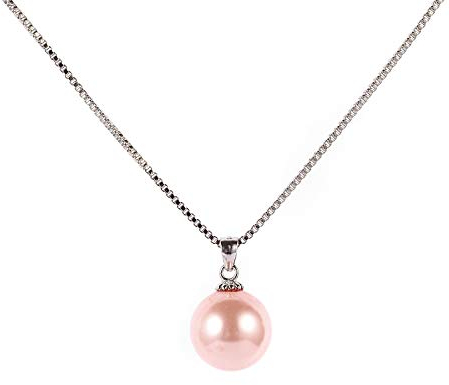 10 mm de culture d'eau douce rose perle pendentif collier en argent cadeau pour femmes filles