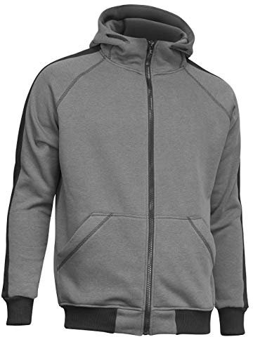 strongAnt Felpa con cappuccio apertura zip da uomo. Felpa con cappuccio in pile pesante. Maglione da lavoro invernale con zip da uomo. Abbigliamento da lavoro - S Grigio-Nero