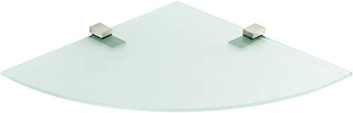 ib style® Glasregal | Eckregal | Viertelkreis |inkl. Befestigungsclip KUBI Edelstahloptik | 3 Dekore | 6mm - 25x 25 cm - Satiniert