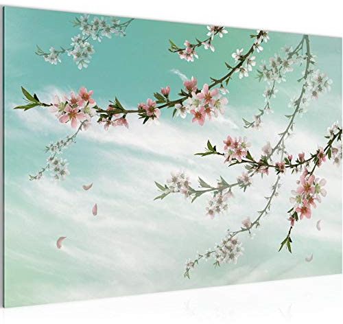 Runa Art Quadro Sakura Fiori Moderni Murale - Made In Germany - Motivi Giapponesi Fiore Di Ciliegio Corridoio 020015b