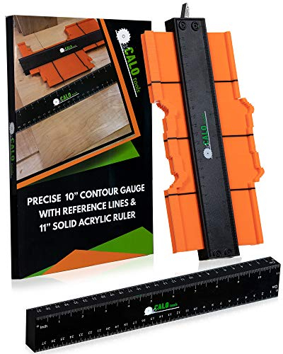 CALO tools 10 Zoll Konturenlehre mit Referenzlinien, 11 Zoll solides Acryl-Lineal, ein unverzichtbares Werkzeug für Heimwerker, Heimwerker und Bau-Werkzeugkasten.