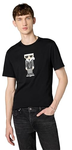KARL LAGERFELD Herren Kocktail Karl Kurzarm Rundhals T-Shirt, Schwarz, Klein