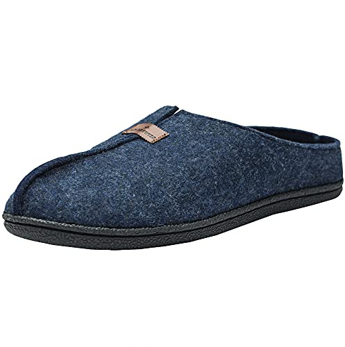 Alpine Swiss Bruce Mens Felt Faux Wool Clog Slippers Comfortable Slip On House Shoes Navy 10 M US