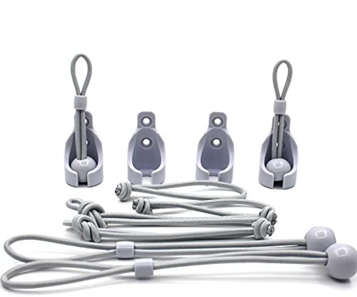 Lot de 2 embrasses de rideaux avec support et récepteurs - Fixation murale - Pour extérieur, terrasse, terrasse, pergola, porche, salon (gris, cercle)