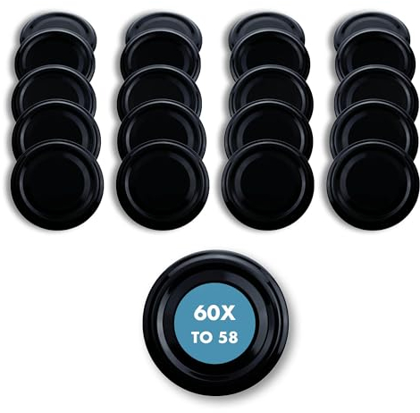 60 Stück Ersatzdeckel TO 58 I Mehrfarbige Twist-Off-Deckel 58 mm I für Gläser zur Aufbewahrung von Bevorratung,Deckel für Einmachgläser. Marmeladegläser, Honiggläser, Feinkostgläser