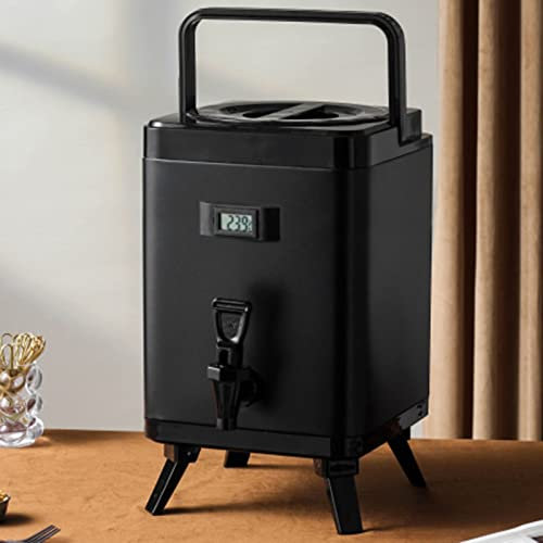 Insulated Food Jar, 304 Stainless Steel Coffee Bucket Thermal Insulation and Cold Storage Square Milk Tea Bucket LYWY (Color : Black, Size : 6L)