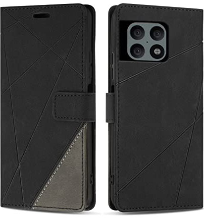 SONWO Etui Coque pour OnePlus 10 Pro, Protection Housse en Cuir PU Portefeuille Livre pour OnePlus 10 Pro, Emplacements Cartes, Fonction Support, Noir