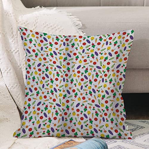 Kissenbezug 45x45 cm,Stilvolle Gemüse-Herbstsaison-Ernte mit Radieschen-Karotten-Pfeffer un,Outdoor Kissen Kissenbezüge Kissenhülle Sofa Kissen dekokissen Zierkissen für Wohnzimmer Garten deko draußen