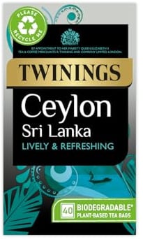 Twinings Ceylon Black Tea, 40 Tea Bags | Black Tea, Single Origin Ceylon, Sri Lankan Tea, Crisp Character, Bright Finish, Biodegradable Tea Bags, Heat Sealed Tea Bags