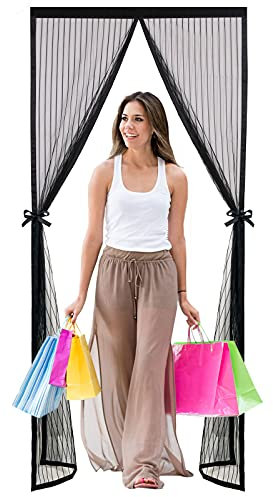 Magnet Fliegengitter Balkontür 80x240cm, Insektenschutz Mückenschutz Tur Frei Magnetisch Magnetischer Fliegenvorhang Ohne Bohren, für Balkontür Terrassentür. - Schwarz