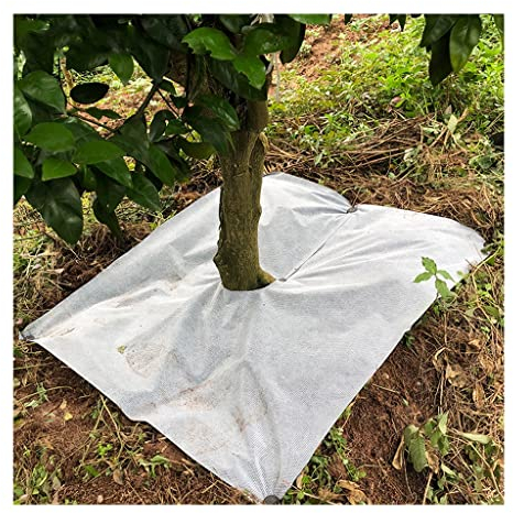 JEEIJ 10Pcs 0.8×0.8m Perforated Anti Grass Cloth, Agricultural Film for Citrus Orchards, Ecological Control Cloth Mulch, Weed Barrier Plant Cover