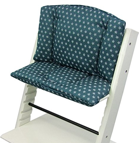 ninna-nanna by Bambiniwelt Sitzkissen Ersatzbezug Bezug Kissen-Set Sitzverkleinerer kompatibel mit Stokke Tripp Trapp für Hochstuhl-Kinderstuhl Mod. 1 (Sterne türkis)