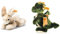 Schnucki Hase - 24 cm - Kuscheltier für Kinder - weich & kuschelig - waschbar - beige & Raudi Drachenjunge - 17 cm - Kuscheltier für Kinder - Plüsch Drache stehend - weich & waschbar - grün/orange