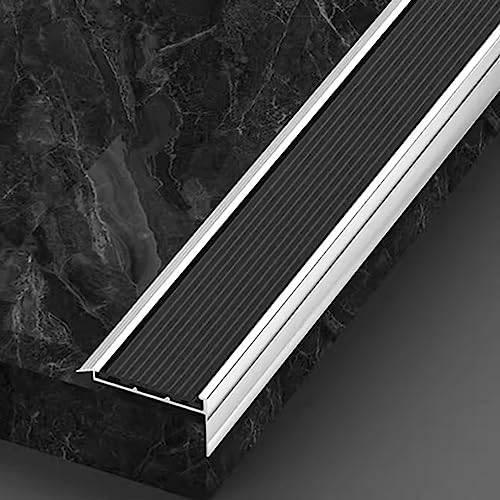 Treppenkantenprofil Antirutsch Treppe Aluminium Treppenkantenverkleidung Schwarz, 160 150 140 130 120 100 CM Groß Treppenkante Für Vinylböden, Fliesen Und Laminat, Anti-Rutsch Treppenkappe ( Color : W