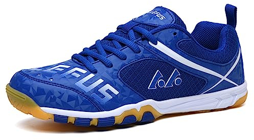 NGARY Männer Frauen Badminton Schuhe Mesh Tennis Squash Schuhe Turnschuhe für Hallenplätze für Tischtennis Pickleball Volleyball Racketball,Blau,43 EU