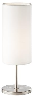 FHL easy! | Tischleuchte, Kira | 1x E14 max. 25 Watt - ohne Leuchtmittel | Leinen | Nickelfarben Matt/Weiß Chintz