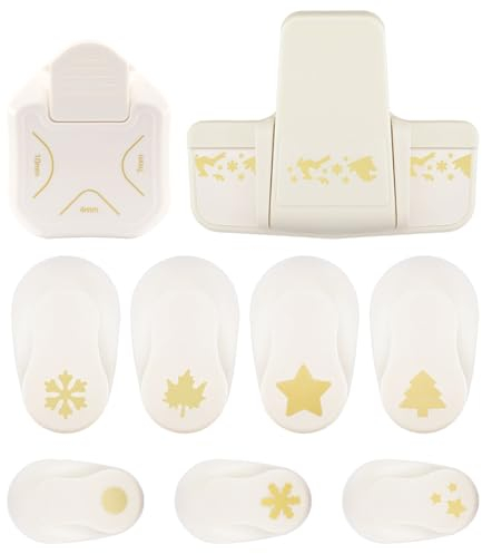 Vaessen Creative Stanzer Set - Motivstanzer - Weihnachten - 9 Stück - Tonpapier und Bastelmaterial bis zu 250 g/m² - zum Basteln Mit Papier und Scrapbooking, Weiß-Gold