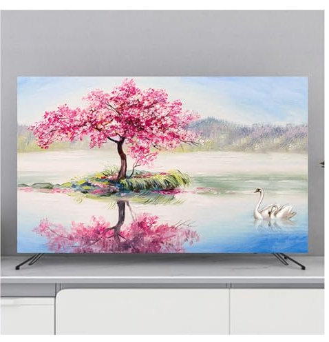 BLUEZY TV Schutzhülle für Den Innenbereich 32 bis 65 Zoll Hülle Bezug Staubschutz TV/PC Abdeckung Bildschirmschutz für LCD LED Plasma Fernsehbildschirme mit Kunst-Landschaftsdruck F,55in