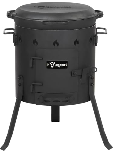 BBQ-Toro Fonte Kazan avec four Kazan Ø 35 cm | Marmite en fonte de 12,1 l avec couvercle, marmite en fonte | Chaudron à goulasch, chaudière à feu, four d'extérieur | Four à feu, four à ragoût, foyer,